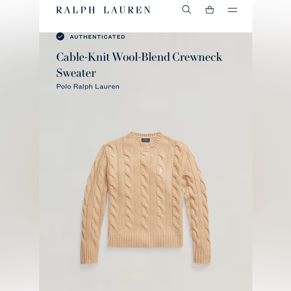 Wool-Cashmere Cable Knit Crewneck Sweater